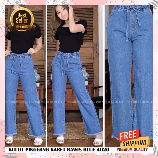Clana Jeans Kulot Model Korean Style Celna Kolut Jin Import Premium Celena Jens Cullot Highwaist Cel
