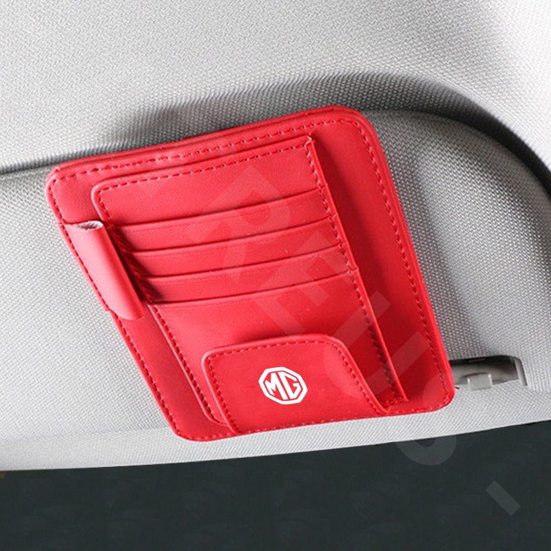 Car Sun Visor Card Organizer Tempat Klip Kacamata Hitam Kulit Untuk MG HS ZS EP MG5 MG3 Ev5 6 2022