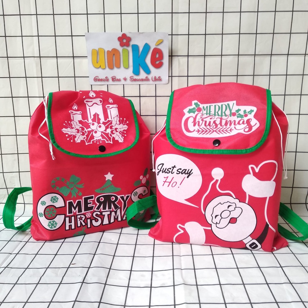 

TAS SPUNBOND RANSEL SERUT SABLON NATAL Goodie Bag Christmas Goody Parcel Anak Sekolah Minggu MURAH