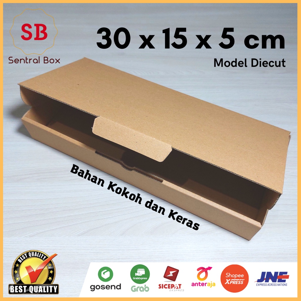 

( Min.order 5 pcs ) kardus 30 x 15 x 5 cm..... Die Cut ( untuk pembelian di atas 10 pcs harga lebih murah )