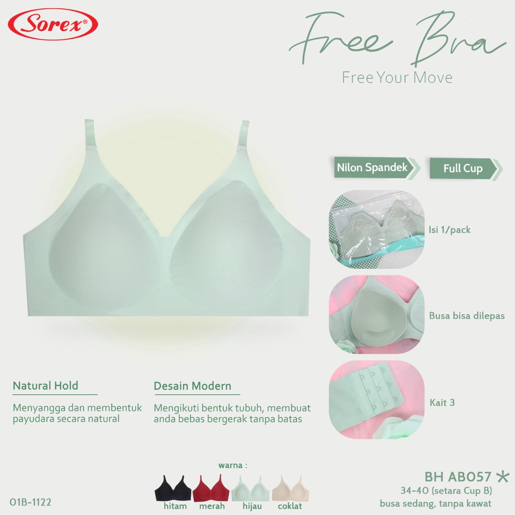 Bra BH Free Bra SeemLess 057 tanpa kawat Sorex