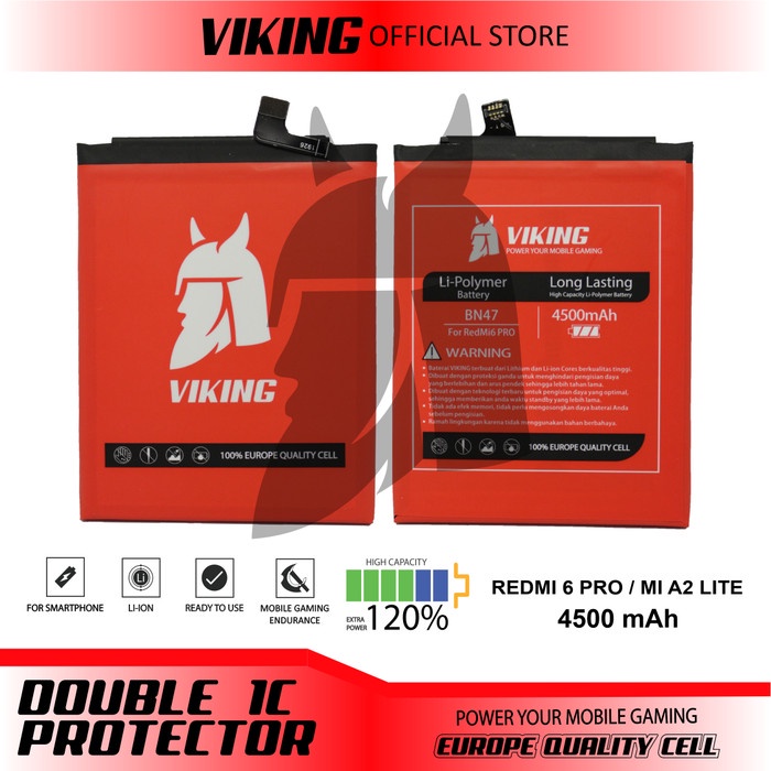 BATERAI VIKING XIAOMI REDMI 6 PRO - MI A2 LITE BN47 DOUBLE POWER