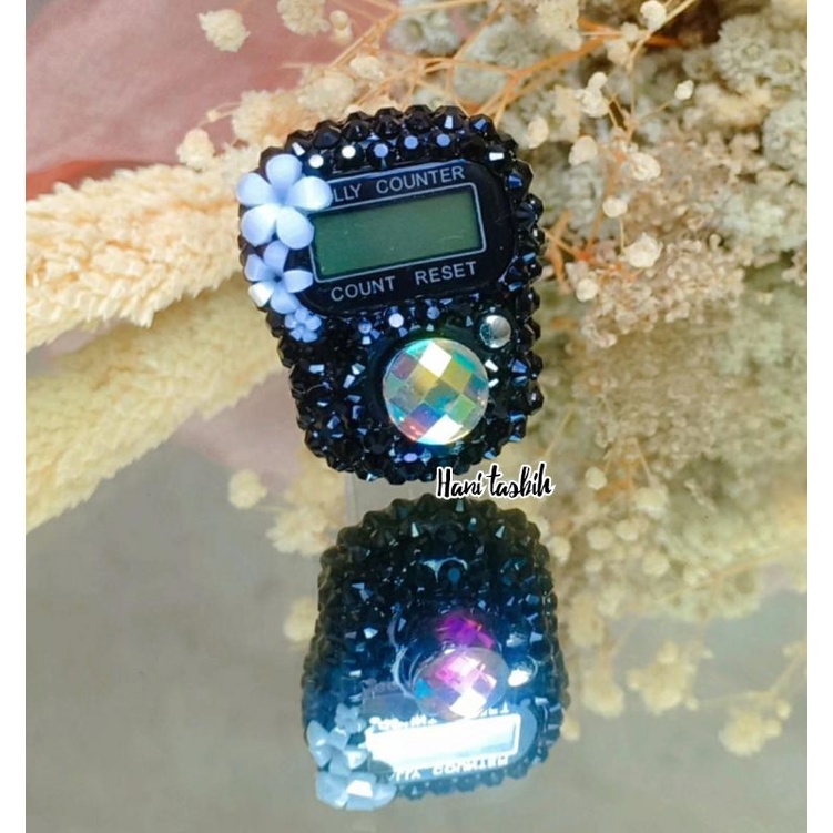 Tasbih digital swarovski non led bunga tripel hitam tasbih hias tasbih cantik by hani tasbih