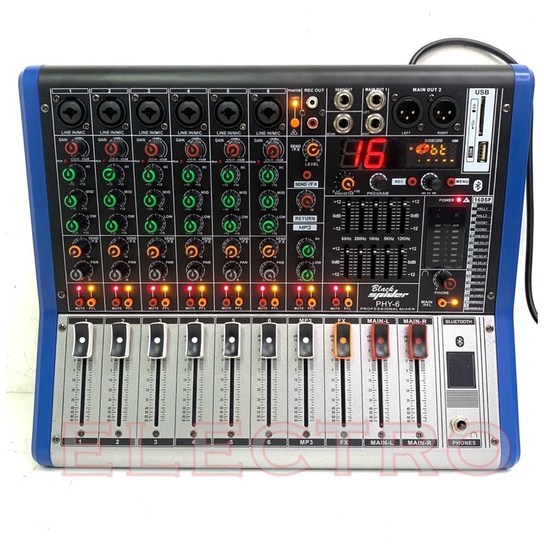 ESHOP- power mixer audio black spider PHY6 original 6channel