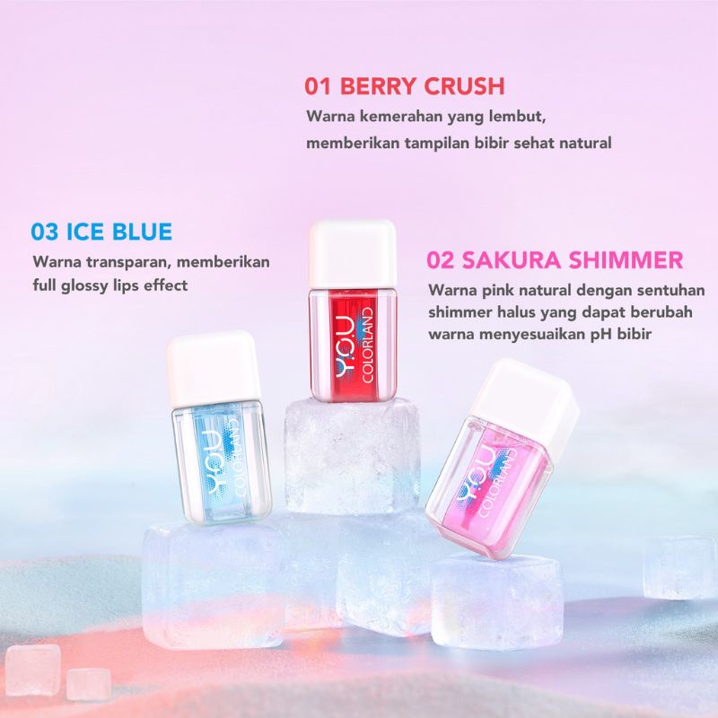 You Colorland Icy Glow Lip Serum | Serum Bibir | Vitamin E | Pelembab Gloss Bibir Hitam