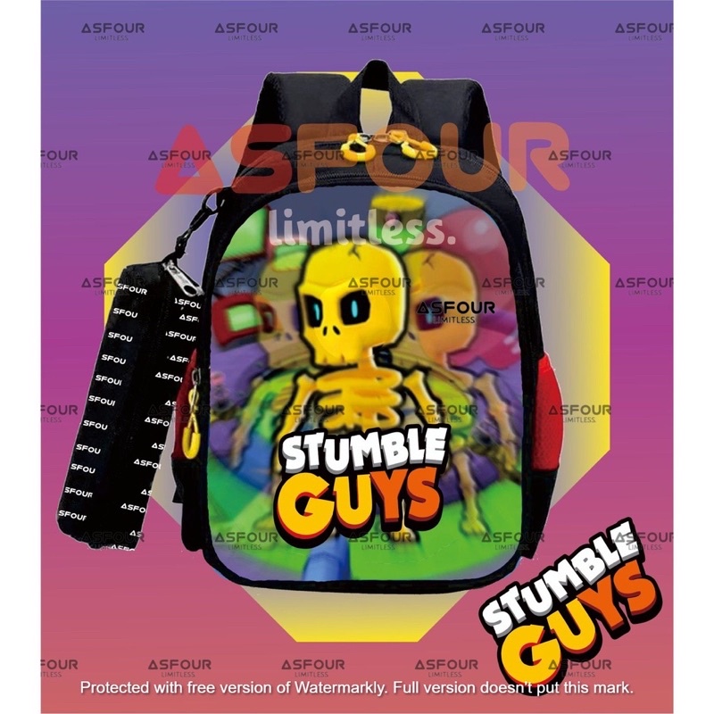 Asfour Limitless - PREMIUM Tas anak sekolah laki laki karakter kartun STUMBLE GUYS ransel terbaru 2022 bisa bayar di tempat ( COD )