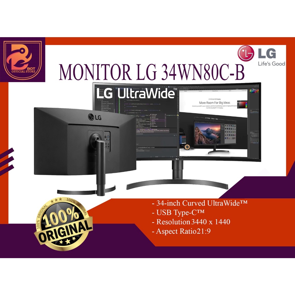 Jual Monitor LED LG 34WN80C 34WN80C-B Curved Ultrawide WQHD HDR10 IPS ...