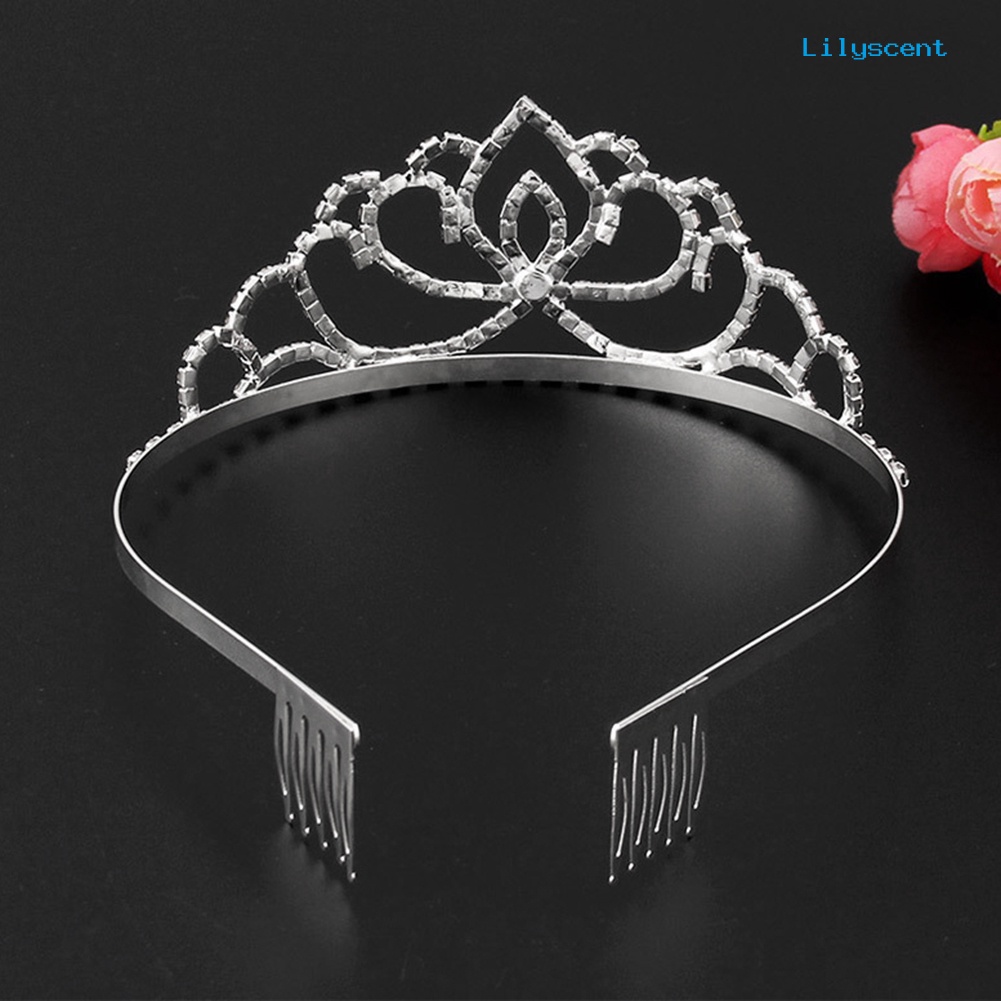 [LS]Elegant Wanita Mengkilap Berlian Imitasi Mahkota Tiara Bando Pesta Pernikahan Prom Perhiasan