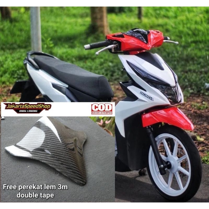 Visor carbon all new honda beat bahan full akrilik free lem 3m double tape pnp beat new