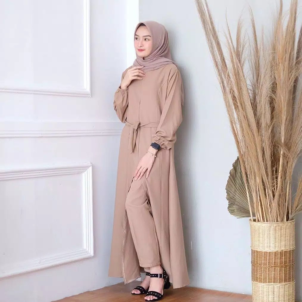 TANIA ONE SET SETELAN GAMIS DAN CELANA /TANIA ONE SET 2IN1 BAHAN CRINCLE AIRPLOW