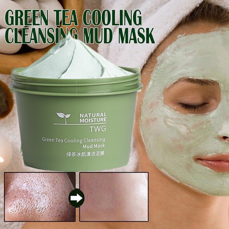 120gr Masker Wajah Green Tea Mask Ice Muscle Mud Mask Deep Cleansing Remove Blackheads and Shrink Pores Mask