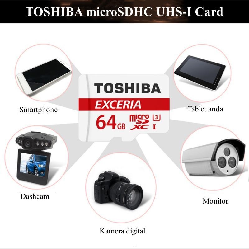 Toshiba Exceria Micro SDHC UHS-Ⅰ Card CLASS 10 Memori Card 32G/64G/128G/256G/512GB Kartu Memori