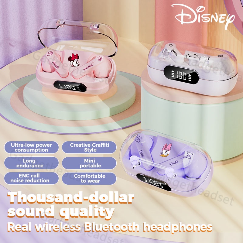 Disney TWS Headset Bluetooth 5.3 Kartun Wireless Earphone 100% Ori untuk Android IOS Mikrofon Support Samsung oppo vivo Earbud gaming