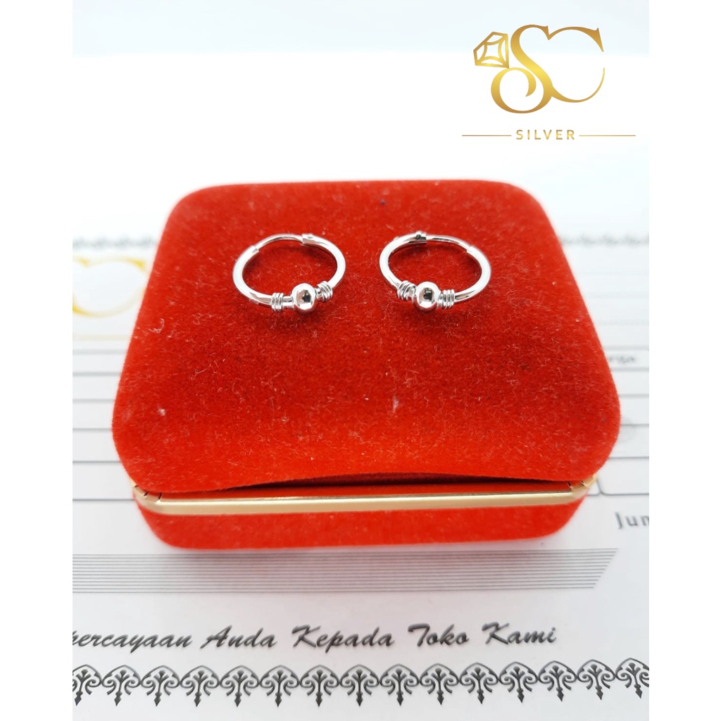 Anting Gipsy Bola Bayi Asli Perak Silver 925 Lapis Emas Putih Model Anting Gipsy Bola Bayi