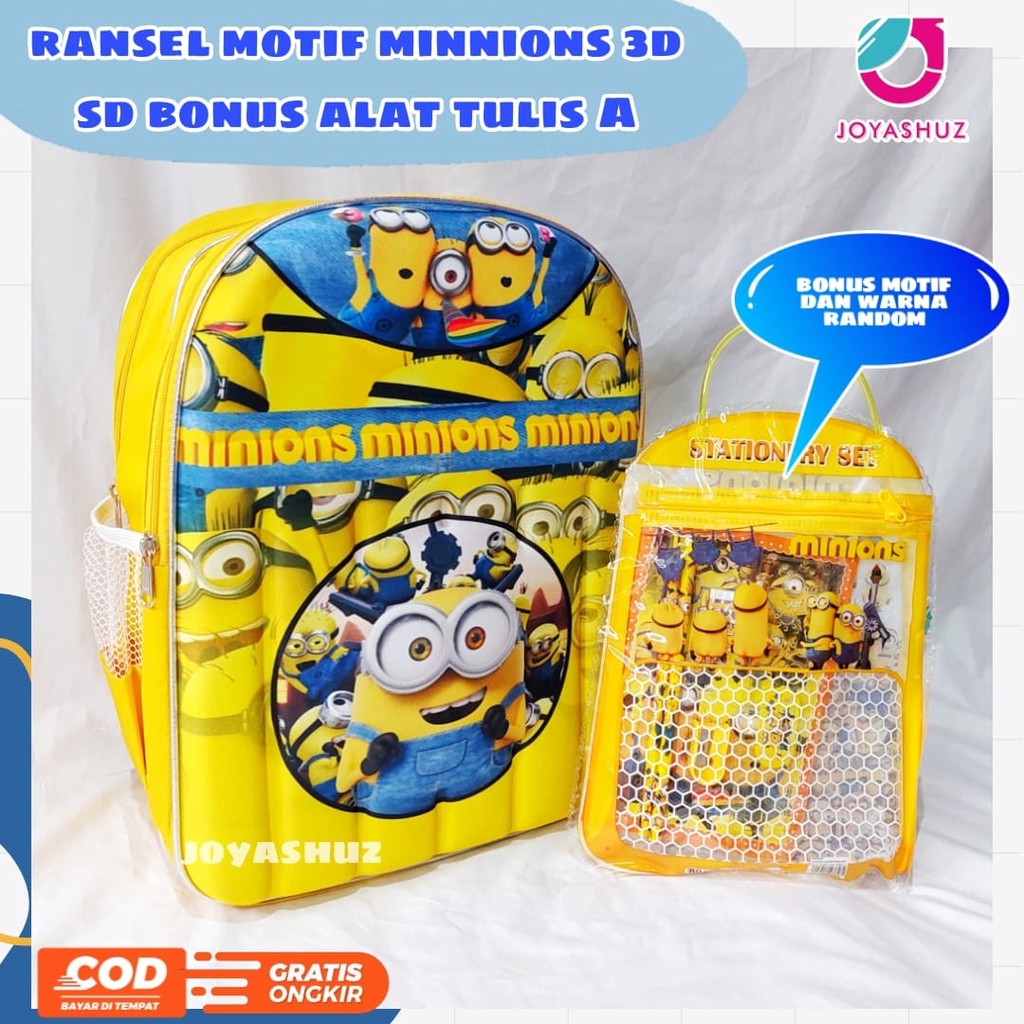 Tas Anak Laki-laki Gratis Bonus - Ransel  Anak SD Minion Gemas  - Tas Ransel Sekolah Anak SD  Karakter Minnion - Tas Anak Perempuan SD Gratis Botol Dan Misting - Tas Sekolah Anak Perempuan Laki-laki Karakter Lucu - Joyashuz