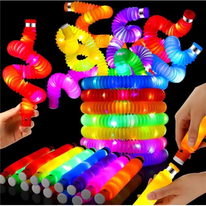 Light Up Pop Tubes Pop Pipes Mainan Lampu Stick Pipa Fidget Toy