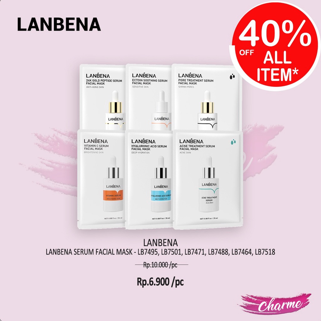 (READY &amp; ORI) LANBENA FACIAL MASK MASKER WAJAH ACNE/ 24K/ HYALURONIC LB7495