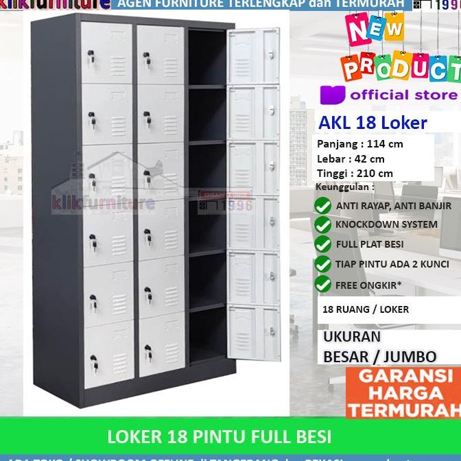 

Size JUMBO Loker 18 Pintu FULL BESI AKL18