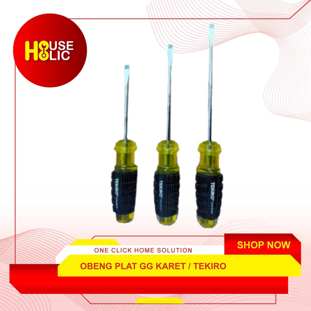 TEKIRO Obeng Plat Flat Gagang Karet Obeng Magnet Screwdriver Magnetic