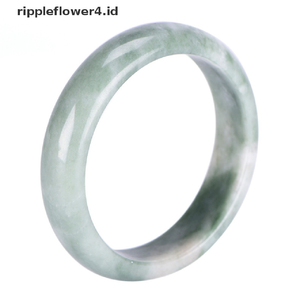 {rippleflower4.id} Gelang Bangle Permata Giok Hijau Alami Elegan Asli Handmade Perhiasan Fashion~