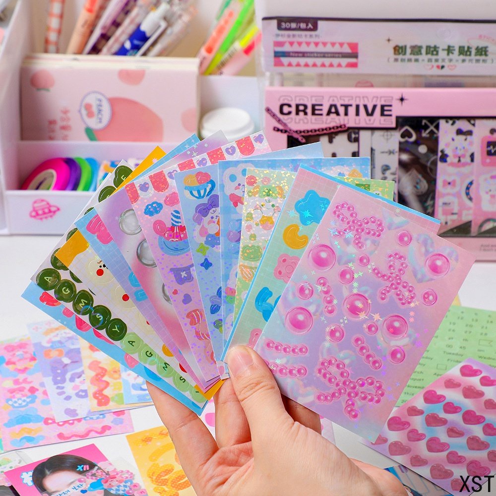 30 Pcs / Box Stiker Kartu Idol Goo Dengan Alat Pinset Foto Untuk Dekorasi