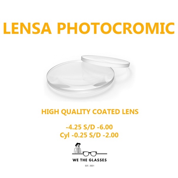 Lensa Kacamata Photocromic Minus 4.25 - 6.00 / Cyl 0.25 - 2.00