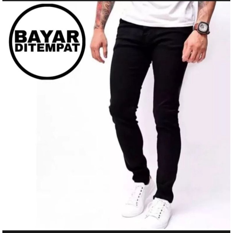 celana jeans pria TERLARIS panjang skinny semi slimfit polos cowo/cowok/pria murah dan grosir