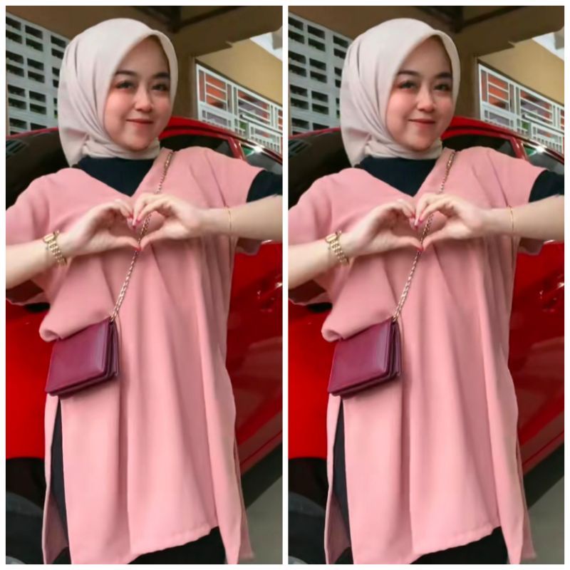 Long Square Blus Fashion Terbaru V-neck
