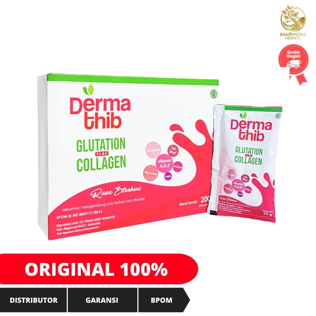 Dermathib Glutation Plus Collagen Minuman Serbuk Pemutih Tubuh Alami