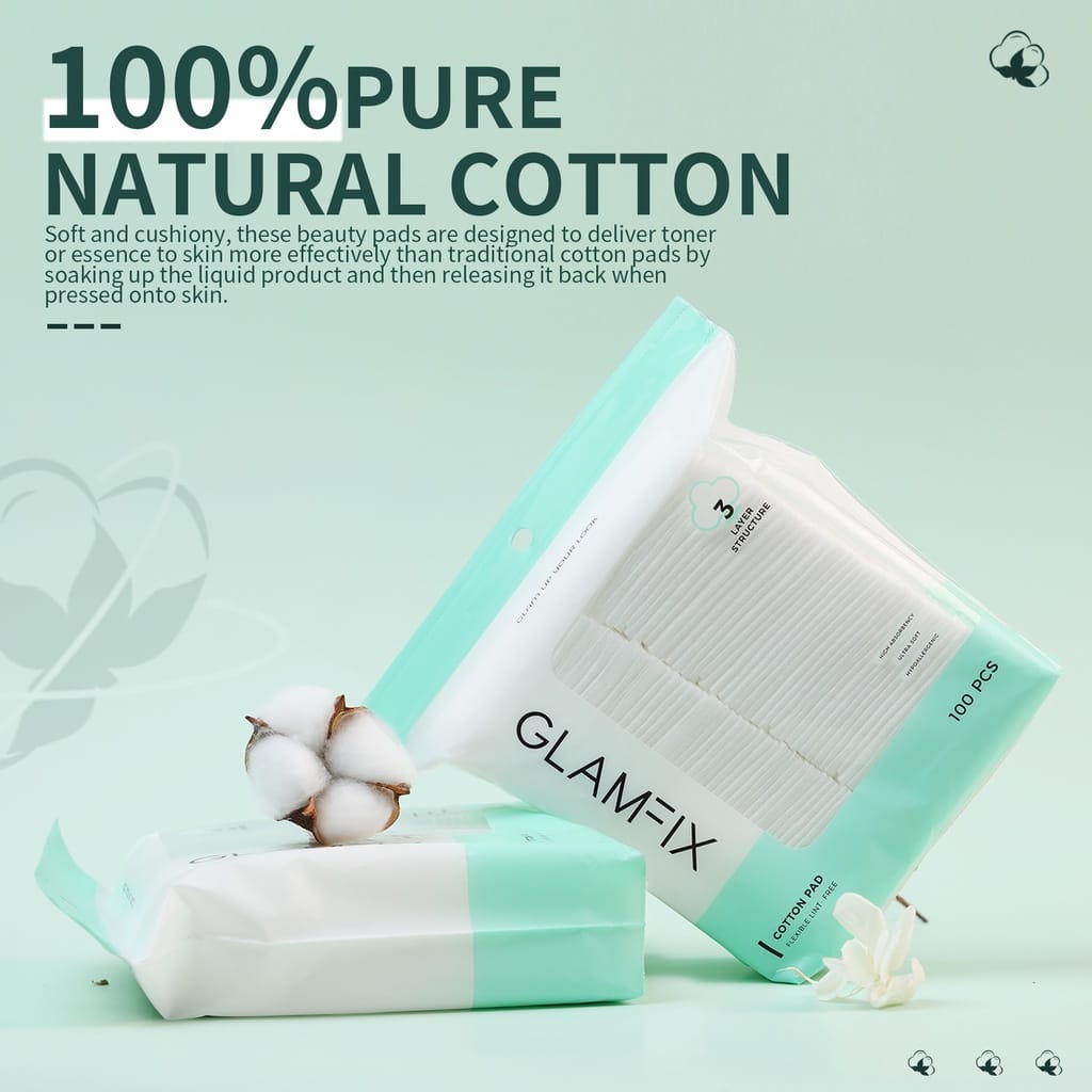 Glamfix Live Better Cotton Pad Isi 100pcs | 50pcs - Kapas Toner Tipis