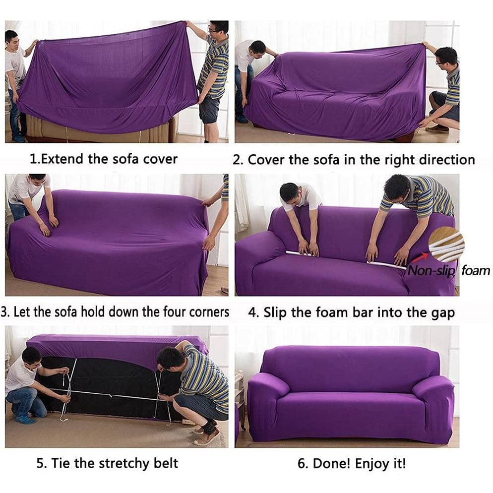 Cover Sofa Elastic Design With Armrest Dengan 1 Sarung Bantal