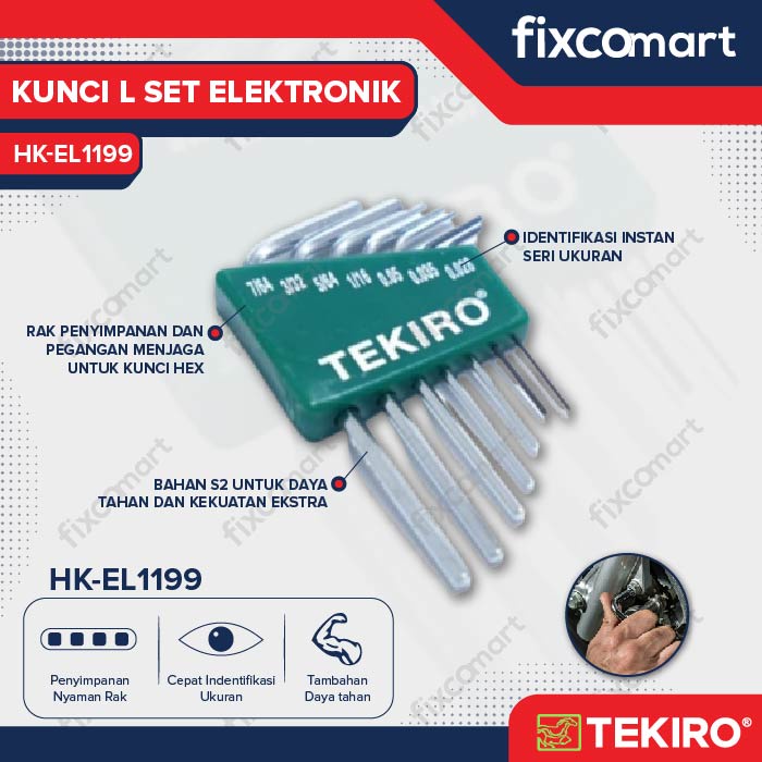 Tekiro Hex Key Electro / Kunci L Set Elektronik 7 Pcs Inch