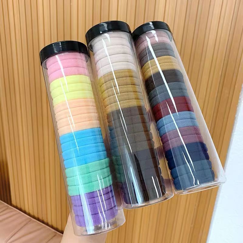 Ikat Rambut Anak Elastis Isi 20 Pcs Free Tabung / Kunciran Wanita Motif Polos Gaya Korea Kekinian Warna Warni