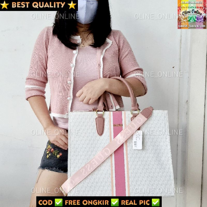 tas ederle shopping bag shopper big jumbo size tote bag shoulder bag carry all on the go stripes logo besar Xl gs gb selempang jinjing top handle crossbody