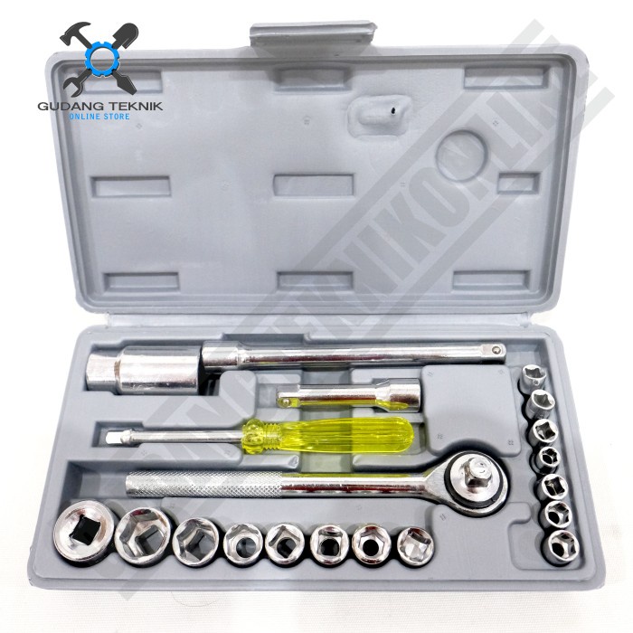 Kunci Shock 1/2&quot; Segi 6 SET 21pcs 4-19mm 1740-021 BIG TOP / Socket Sock Sok Wrench Set 21 Pcs  4-19 mm 1740-021 HASSTON BIG TOP
