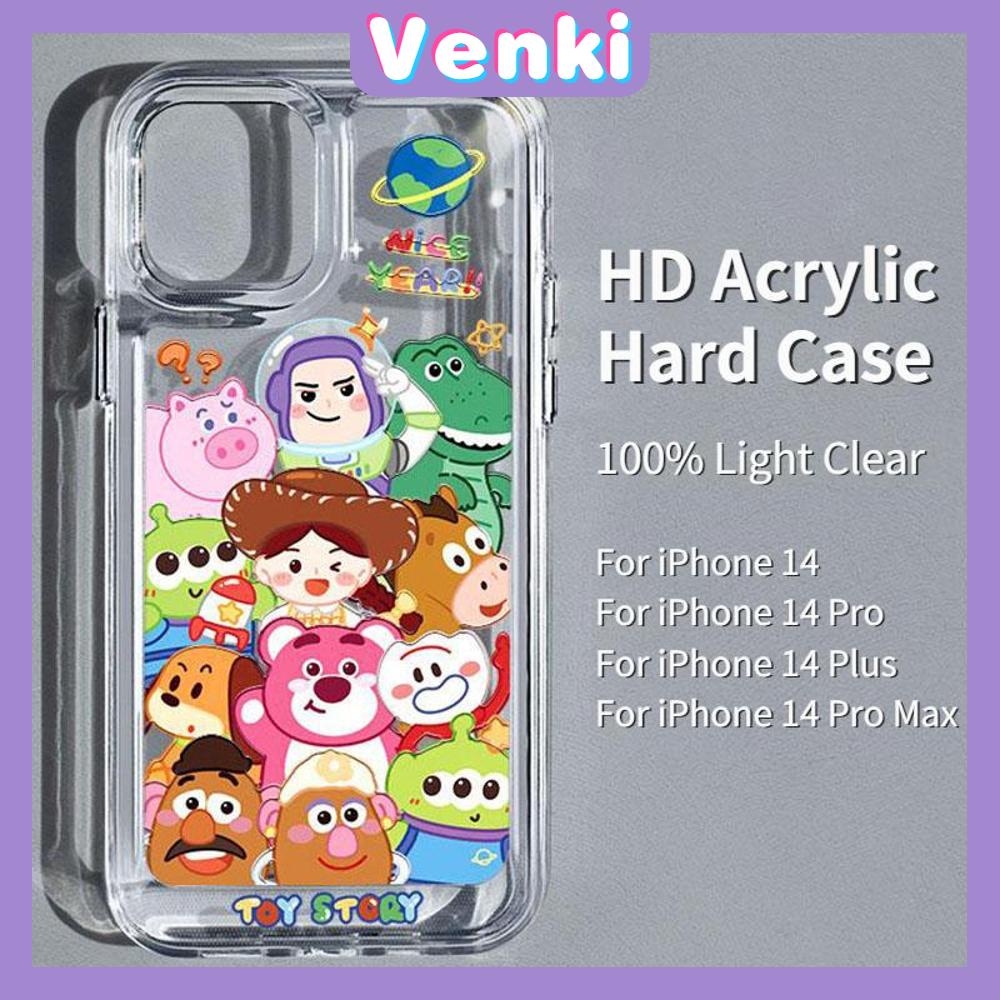 iPhone Case High Quality HD Transparent Acrylic Hard Case Cartoon Cute Metal Button Camera Protection Shockproof Compatible For iPhone 14 13 12 11 Pro Pro Max 7 8 Plus XR