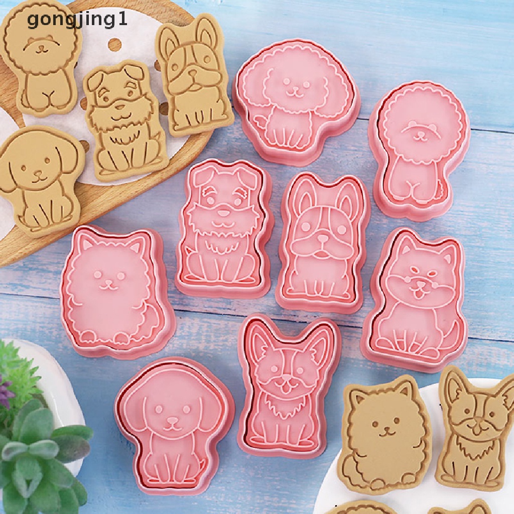 Ggg 8PCS 3D Dog Bakeware Cetakan Biskuit DIY Cookie Tools Hadiah Kue Decorag Tool ID