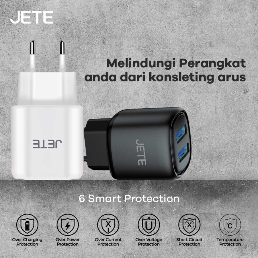 Charger Dual USB Output 2.1A (JETE Atomic 2) - Garansi Resmi 2 Tahun