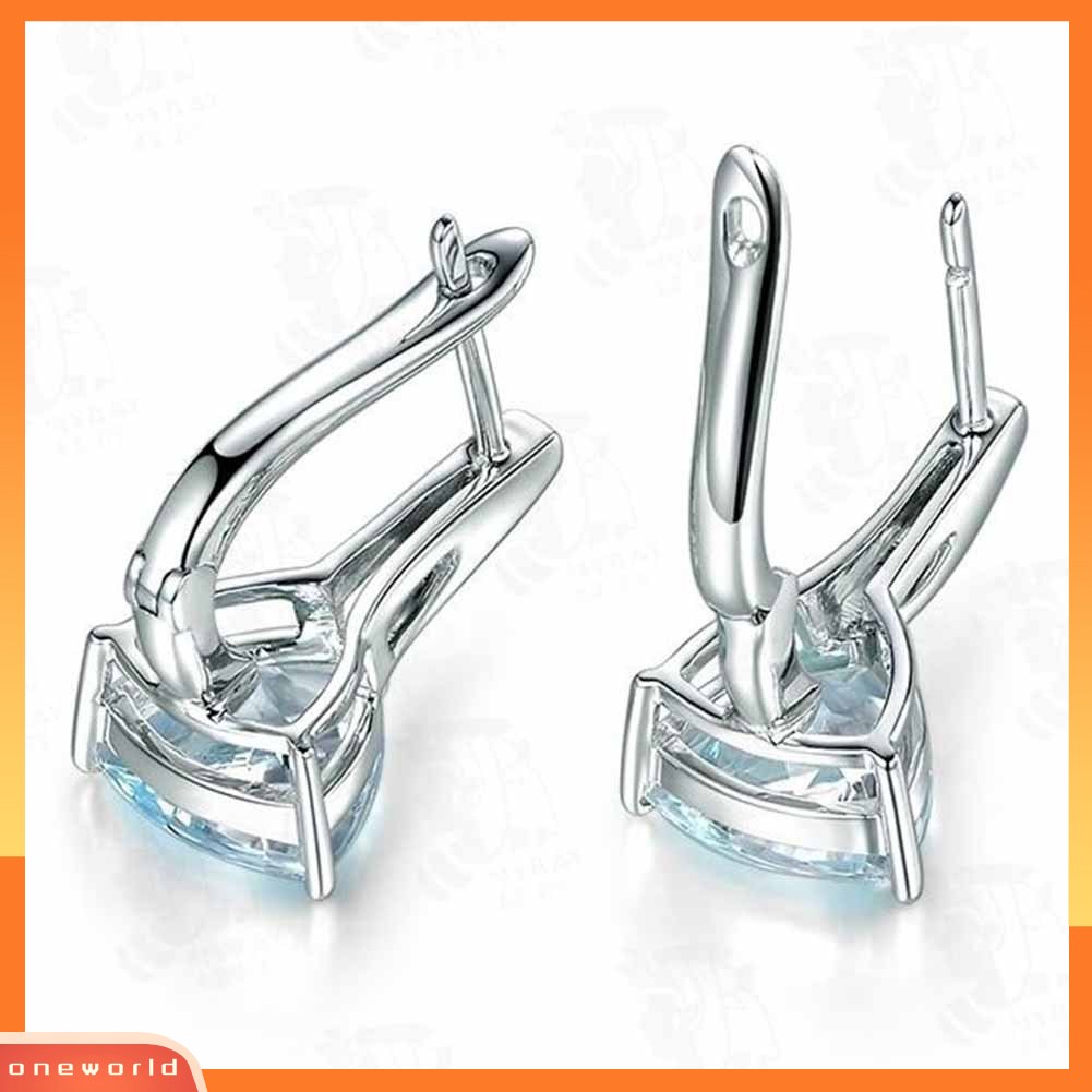 [WONE] Wanita Elegan Safir Imitasi Hias Berlian Imitasi Drop Huggie Earrings Eardrops