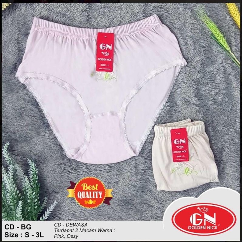 [ 3PCS ] Celana Dalam Wanita Golden Nick Bordir | Sablon Golden Nick