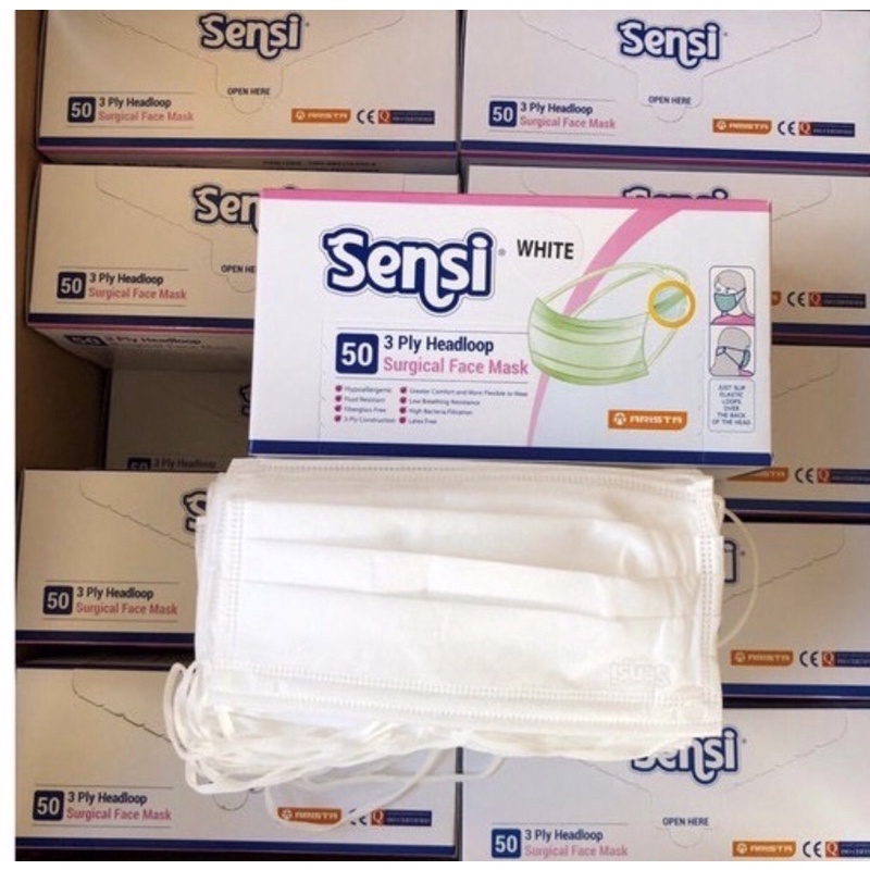 Masker Sensi Headloop Warna Putih isi 50 pcs