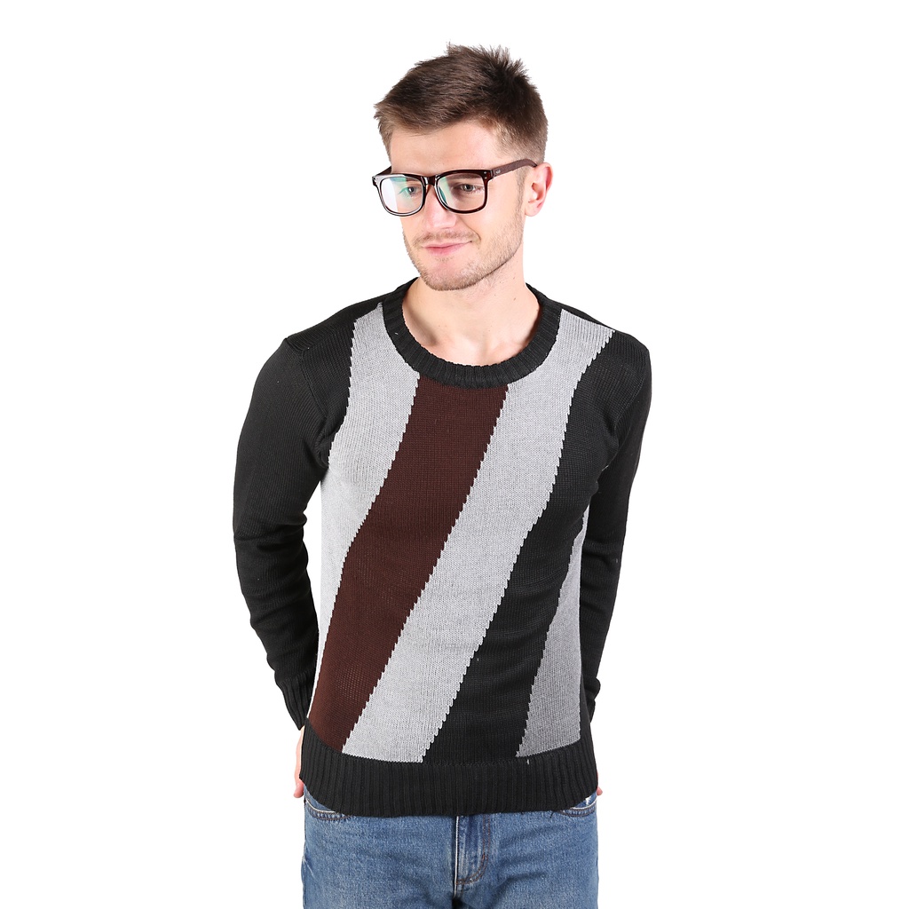 Sweater Pria Modern Rajut Hitam – SWE 852