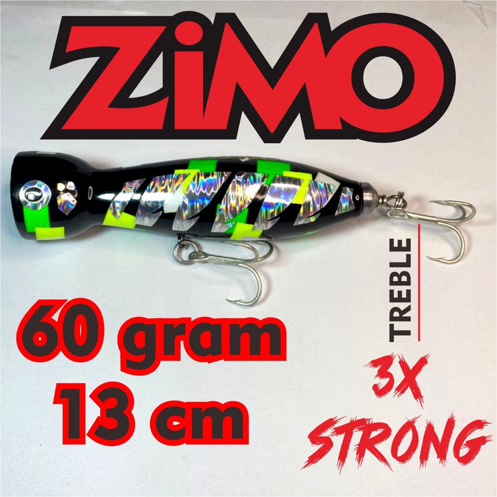 Umpan Popper Zimo 60 Gram + Treble 1/0