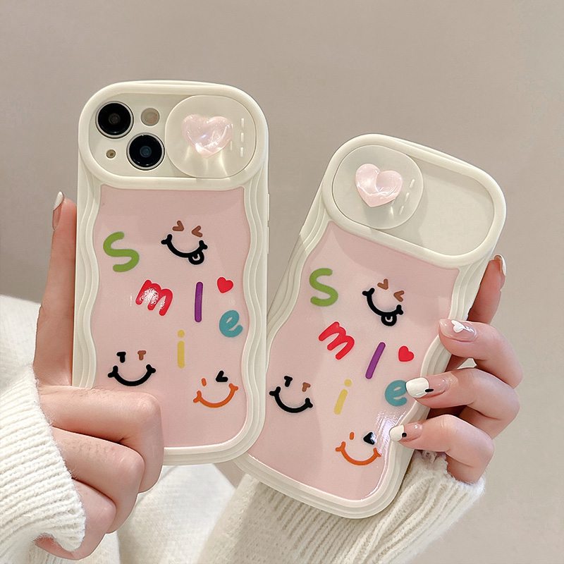 INS Smile Love Doll Push The Window Cover Soft Case iP iPhone 11 12 13 14 Pro Max + Plus Wavy Casing Apple