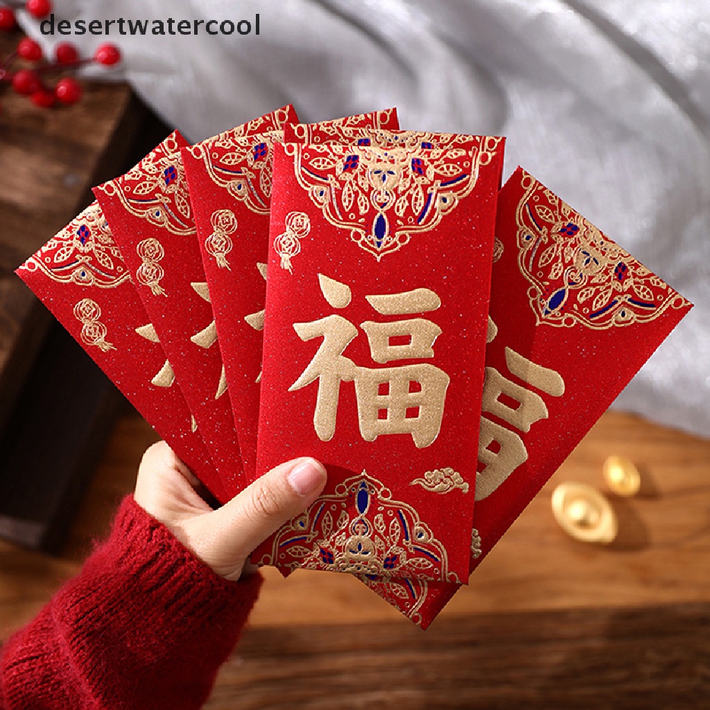 Deid 6 Pcs Hongbao Kelinci Merah Amplop Tahun Baru Cina Tas Uang Festival Musim Semi Hong Bao Beruntung Merah Packet Kantong Anak-Anak Hadiah Tas Martijn