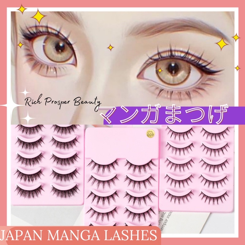 [COD] 3-5 PASANG JAPAN MANGA LASHES - DOUYIN MAKEUP FAIRY PRINCESS Comics Eyelashes natural short daily false eyelashes extension tools bulumata palsu