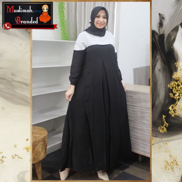 MUSLIMAH BRANDED - Gamis DEURA Daily DW13 Black / Gamis DEURA Kekinian / Gamis Remaja / Gamis Wanita