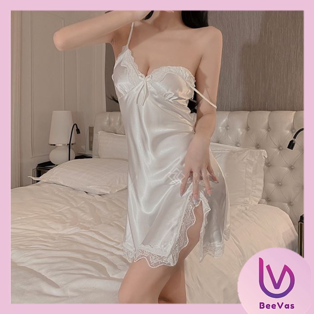 BV.ID BT003 BAJU TIDUR PIYAMA WANITA KOREA SEXY MINI DRESS WOMEN SILK SATIN NIGHTDRESS