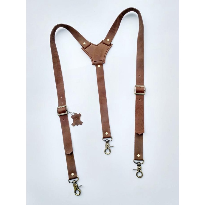 

[BISA COD] Suspender full kulit Coklat muda