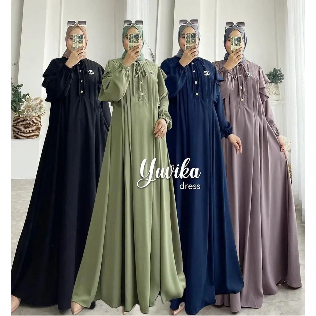 Jual Terbaru Yurika Dress Jumbo Crinkle Premium Gamis Dress Polos